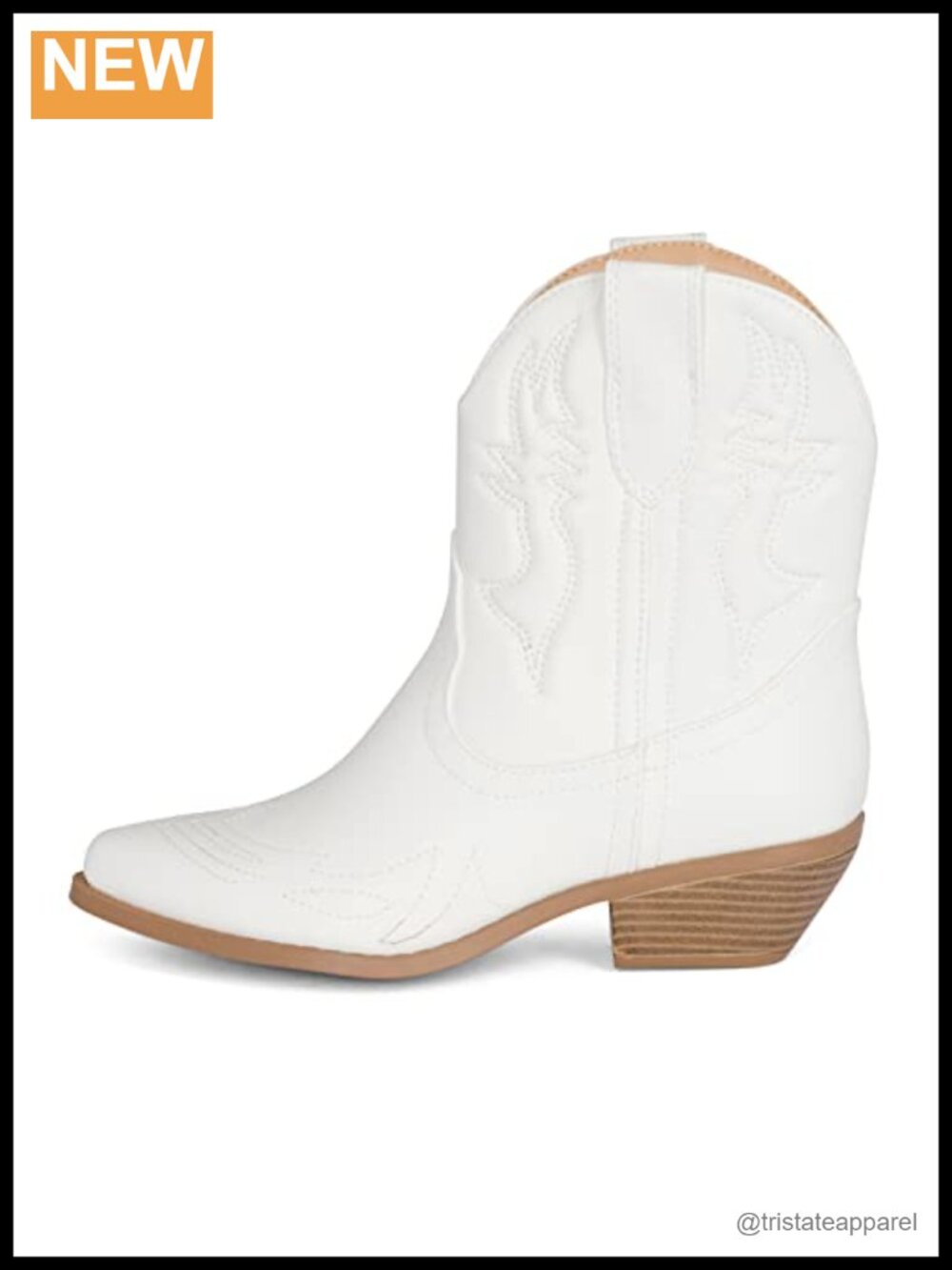 Women's Western Ankle Boots Pointed Toe Stacked Heel Cowboy Booties PU